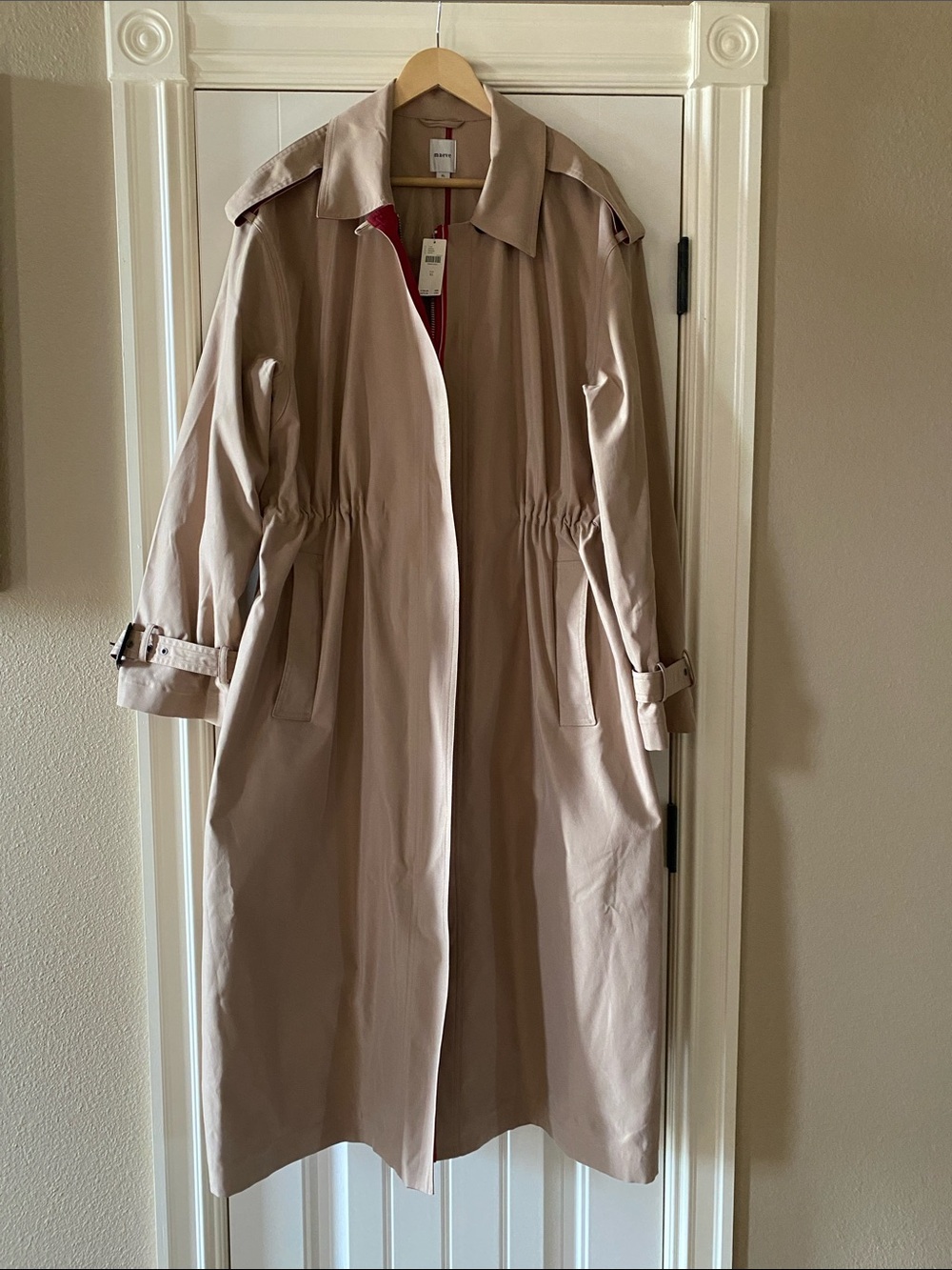 Maeve Neutral Beige Trench with Drawstring Waist from Anthropology